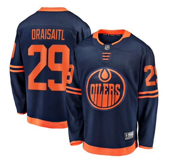 Men Edmonton Oilers #29 Draisaitl blue Home Stitched NHL Jersey